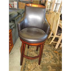NEW - Solid Back Leather Swivel Pub Stool