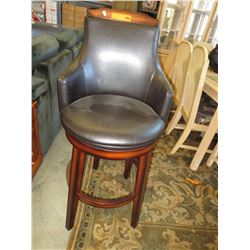 NEW - Solid Back Leather Swivel Pub Stool