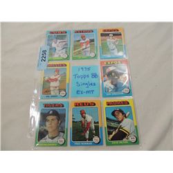 LOT 8 1975 TOPPS BASEBALL CARDS EX-MT