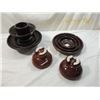 Image 1 : LOT 4 VINTAGE BROWN CERAMIC INSULATORS