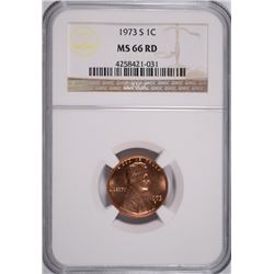 1973-S LINCOLN CENT, NGC MS-66 RED