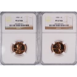 ( 2 ) 1959 LINCOLN CENTS, NGC PROOF-67 RED
