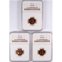 ( 3 ) 1962 LINCOLN CENTS, NGC PROOF-67 RED