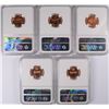 Image 2 : LOT OF ( 5 ) 1963 LINCOLN CENTS, NGC PROOF-67 RED