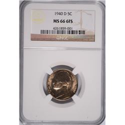 1940-D JEFFERSON NICKEL, NGC MS-66 6 FULL STEPS NICE!!