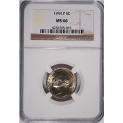 1944-P SILVER JEFFERSON NICKEL, NGC MS-66