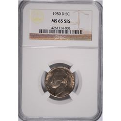 1950-D JEFFERSON NICKEL, NGC MS-65 5 FULL STEPS