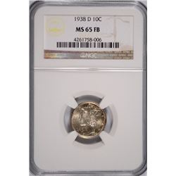 1938-D MERCURY DIME, NGC MS-65 FULL BANDS