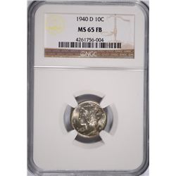1940-D MERCURY DIME, NGC MS-65 FULL BANDS