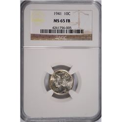 1941 MERCURY DIME, NGC MS-65 FULL BANDS