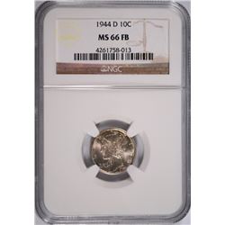 1944-D MERCURY DIME, NGC MS-66 FULL BANDS
