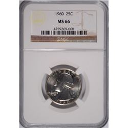 1960 WASHINGTON QUARTER, NGC MS-66 SUPERB!