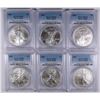 Image 1 : 2002, 2003, 2004, 2005, 2006 & 2007 AMERICAN SILVER EAGLES, ALL PCGS MS-69!