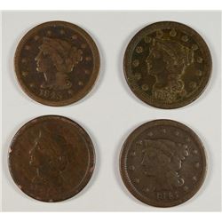 (3) 1845 & (1) 1843 LARGE CENTS