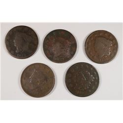 (5) LARGE CENTS (27, 29, 31, 33, 34)