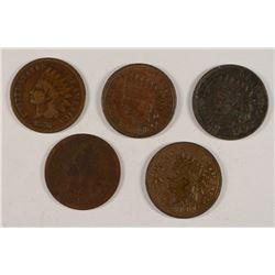 (5) INDIAN HEAD CENTS (75, 76, 01, 02, 07)