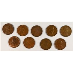 (9) LINCOLN CENTS (12-S, 13-S, 15-S, 19-S, 21-S, 26-S, 29-D, 31, 33)