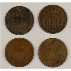 (4) TWO CENT PCS (64, 65, 66, 67)