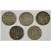 Image 2 : (5) 1867 THREE CENT NICKELS