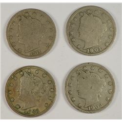 (4) V-NICKELS (83 N/C, 01, 02, 11)