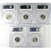 Image 2 : (5) SLABBED ROOSEVELT DIMES (55, 66 SMS, 69-D, 75-D, 96) PCGS 65-67