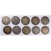 Image 1 : 10 BARBER HALF DOLLARS; 1902, 1907, 2- 1908-O, 1908D, 1910, 1911, 1912-D, 1914-S