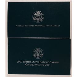 1994 VIETNAM VETS PROOF SILVER DOLLAR BOX/COA & 1997 BOTANIC GARDENS PROOF