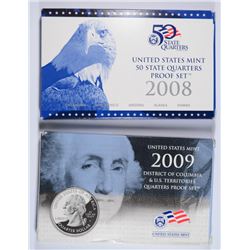 2008 AND 2009 CLAD STATE QUARTER PROOF SETS IN NICE ORIGINAL PACKAGING