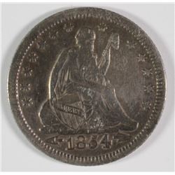 1854 SEATED QUARTER XF