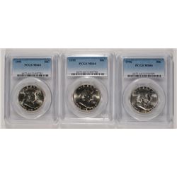 1956 & 2 55 FRANKLIN HALF DOLLARS, PCGS MS-64