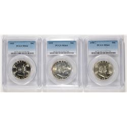 3 1955 FRANKLIN HALVES PCGS MS-64