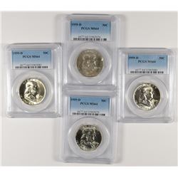 LOT OF ( 4 ) 1959-D FRANKLIN HALF DOLLARS, PCGS MS-64