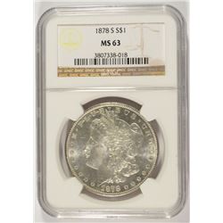 1878-S MORGAN SILVER DOLLAR, NGC MS-63