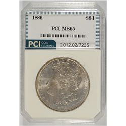 1886 MORGAN SILVER DOLLAR, PCI MS-65  GEM WHITE!