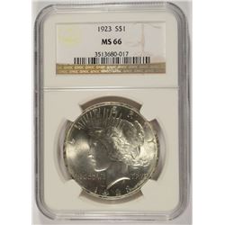 1923 PEACE SILVER DOLLAR, NGC MS-66