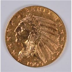 1909-D $5.00 GOLD INDIAN, MS-63 NICE!