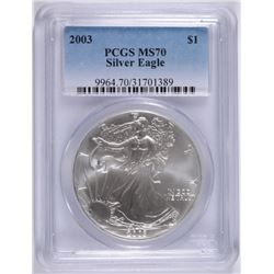 2003 AMERICAN SILVER EAGLE, PCGS MS-70! PERFECT!