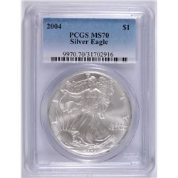 2004 AMERICAN SILVER EAGLE, PCGS MS-70 PERFECT!