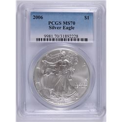 2006 AMERICAN SILVER EAGLE, PCGS MS-70 PERFECT!