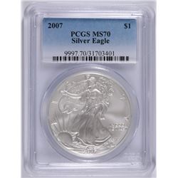 2007 AMERICAN SILVER EAGLE, PCGS MS-70 PERFECT!