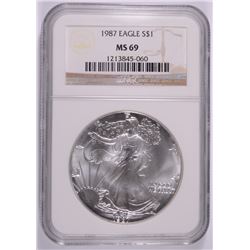 1987 SILVER AMRICAN EAGLE NGC MS-69