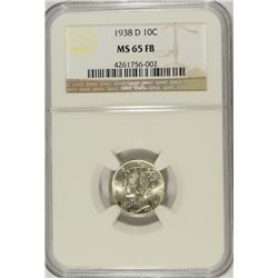 1938-D MERCURY DIME, NGC MS-65 FULL BANDS