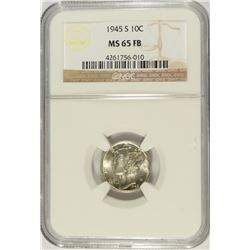 1945-S MERCURY DIME, NGC MS-65 FULL BANDS