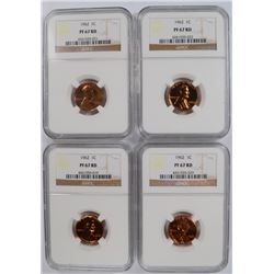 LOT OF ( 4 ) 1962 LINCOLN CENTS, NGC PROOF-67 RED