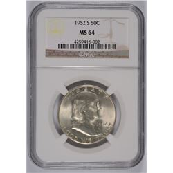 1952-S FRANKLIN HALF DOLLAR NGC MS-64