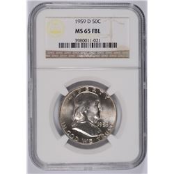 1959-D FRANKLIN HALF DOLLAR, NGC MS-65 FBL