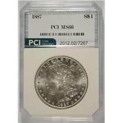 1887 MORGAN SILVER DOLLAR, PCI MS-66 SUPERB WHITE!