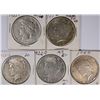 Image 1 : ( 5 ) PEACE SILVER DOLLARS: 1922, 1922-D, 1922-S, 1923-S AND 1925