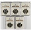 Image 1 : LOT OF 4-1962 & 1-1963 FRANKLIN HALF DOLLARS, NGC PROOF-66