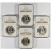 Image 1 : LOT OF ( 4 ) 1958-D FRANKLIN HALF DOLLARS, NGC MS-64 FBL TOUGH!!